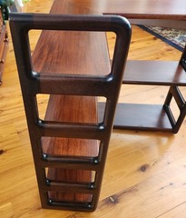 Mid-century Danish Rosewood Corner Cabinet w/Tambour Doors & Floating Shelf
