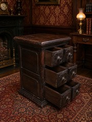 Antique Solid Wood Apothecary Cabinet 6 Drawer Chest