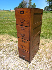 Antique Oak Four Drawer File Cabinet 1920s Lot 2