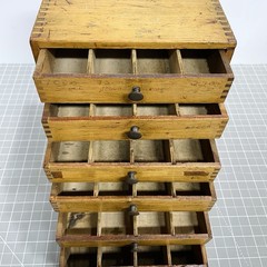 Antique Wood 6-Drawer Parts Cabinet Resistor Organizer Dovetail Knobs Vintage