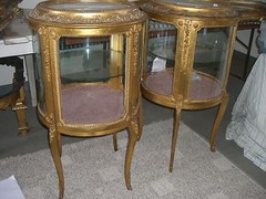 Vitrine Curio cabinet 1890’s gilt Louis XVI style belle Epoque- Matching pair