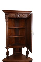 Very Rare French Walnut Antique Corner Cupboard Circa 1880