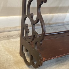 Antique Edwardian Mahogany Carved Fretwork Wall Plate Shelf Rack Display Grooves