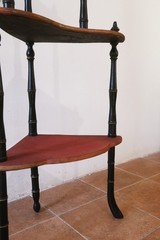 Antique Napoleon III French Corner Shelf 1850 1870 3 Shelves Black Wood