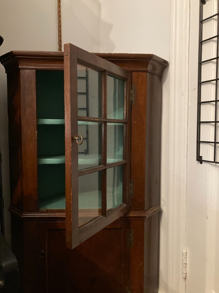 Chippendale Stained Pine Miniaure Corner Cupboard, 19th C