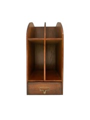 File Box Organizer with Drawer Vintage Wood Desktop