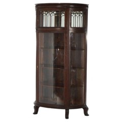 RJ Horner Oak Curved Glass China Display Cabinet C1910