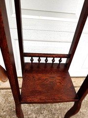 RARE TURN OF THE CENTURY VICTORIAN OAK SHAVING STAND W/ BEVELED MIRROR, KEY…