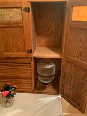 Hoosier Antique Wooden Kitchen Cabinet with Metal Flour Bin and Drawers