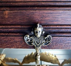 Antique Carved Walnut Hunt Hutch Wall Shelf Cupboard or Coat Rack 48×32″
