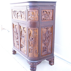 George Zee & Company Rosewood Dry Bar Cabinet 1963 Hand Carved