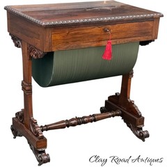 Antique classical regency sewing stand work table rosewood 1820 French polish