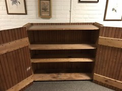 ANTIQUE VTG PRIMITIVE KITCHEN BEADBOARD WALL JELLY CABINET 2 SHELVES 40 X 48”