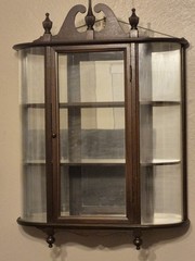 Ferguson Bros Federal Curved Glass Mahogany Wall Hanging Curio Cabinet.