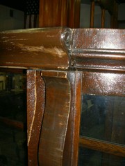 ANTIQUE OAK CURVED GLASS CHINA CUPBOARD W/BALL & CLAW FEET ESTATE AS IS BARGAIN!