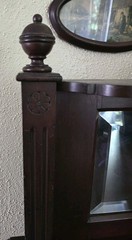 Unique Victorian Style Antique Corner Cabinet Glass and Mirror with Shelves