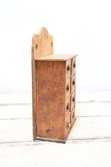 Vintage/Antique Primitive Tabletop Or Wall Spice Cabinet Drawers Chest 8 Drawer