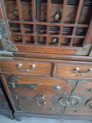 Mid 20th-century Korean 24-drawer apothecary herb chest medicine cabinet 2 pc