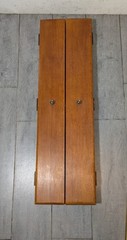 Vintage Rustic Solid Wood Skinny Display Curio Cabinet Memo Cork Board & Doors