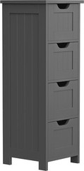 Slim Wood Bathroom Sideboard 4 Drawers Gray Narrow Storage Cabinet Toilet Paper
