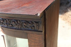 Victorian Heavily Carved Tiger Oak Bow Front China Display Cabinet Horner Flint