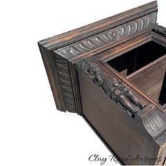 antique figural carved Oak hanging cabinet victorian Black Forest repurpose part