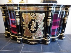 stamped MILLET Impressive french credenza 3 doors in marquetry Boulle 19th
