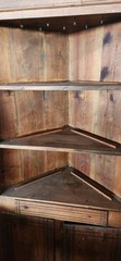 VTG Antique Wood Corner Cabinet China Press Bubble Glass Primitive Knotty Pine