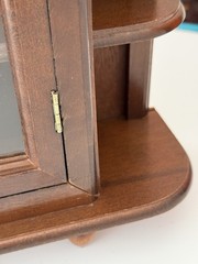 Vintage Wooden Wall Curio Cabinet Display Shelf Plexiglass Door Brown MDF 17”H