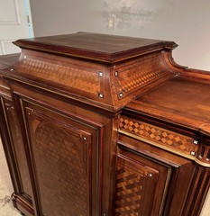 Exceptional French Antique Bar Cabinet Server Sideboard Walnut & Birdseye Maple