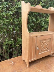 Stunning antique Celtic Carved Pine Wall Cabinet / shelf with door, delivery