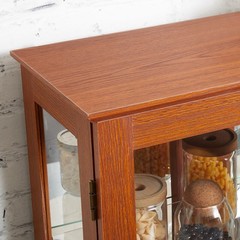 2 Door Curio Cabinet with Tempered Glass and Mirror, Lighted Display