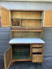 VTG Sellers Hoosier Cabinet Roll Top/Cabinets &Drawers Flour Bin 1920s-30s