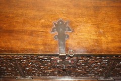 LOVELY ORNATELY CARVED 18TH CENTURY SPANISH CABINET ON STAND WITH HIDDEN STORAGE