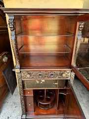 R.J. HORNER CARVED GRIFFIN LIQUOR BAR CABINET