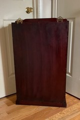 Chinese Carved Rosewood Mother of Pearl Wall Curio Display Cabinet w/Mirror Back