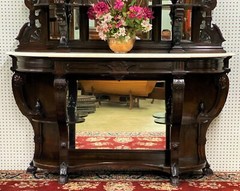 American Antique 9′ tall Renaissance Revival Rosewood Etagere Entry Console 1860