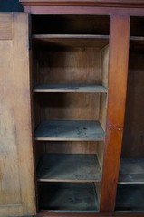 Primitive Antique American Victorian Poplar Closet Cupboard Linen Press Cabinet