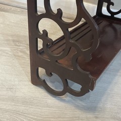Antique Edwardian Mahogany Carved Fretwork Wall Plate Shelf Rack Display Grooves