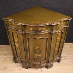 Painted lacquered corner cupboard furniture sideboard venetian style 20th cent