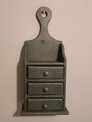 Vintage Wooden 3-Drawer Apothecary Wall Hanging Cabinet Green Cottage Core Decor