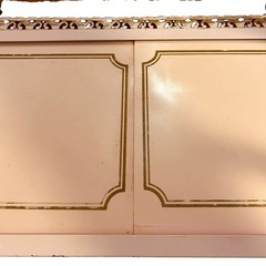 Vtg Mid Century Pink Metal Bathroom Storage Cabinet Sliding Doors 21″ x 8″ x 10″