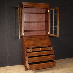 Georgian style double-body trumeau wood 20th century bureau desk bookcase