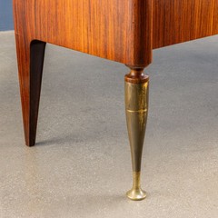 Vintage Drop-Leaf Cabinet Exotic Wood Brass Design 1950s Brass Exotic Wood Venee