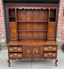 Antique English Plate Dresser Sideboard Server GEORGIAN Era Oak and Mahogany
