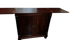 Baker Knapp & Tubbs Antique Brown Wood Drop Leaf Cabinet 2 Raised Panel Doors