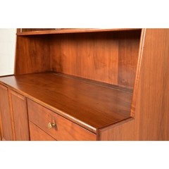 Kipp Stewart Mid-Century Modern Walnut Lighted Breakfront or Bar Cabinet, 1960s