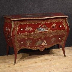 Italian commode furniture lacquered painted gold chinoiserie dresser 20th cent