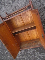 Antique Victorian Oak Stick & Ball Skeleton Key Medicine Cabinet Cupboard