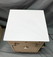 Antique VTG Pair Wood Barber Cabinets Milk Glass Tops Nightstands Old 1070-25B